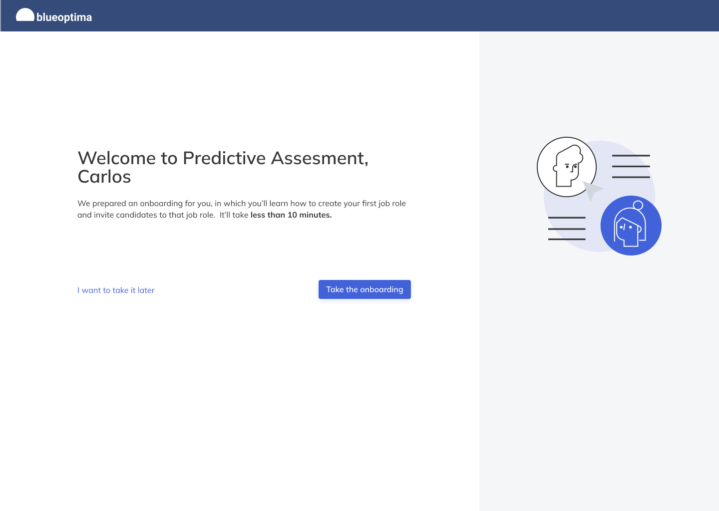 Welcome screen prompting users to take onboarding